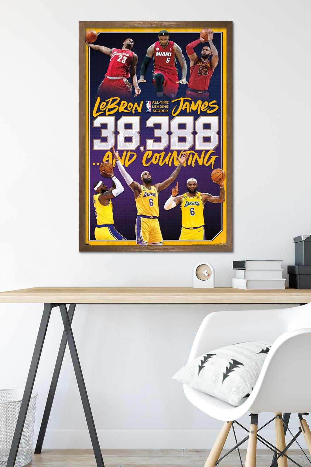NBA League - LeBron James All-Time Scoring Leader Wall Poster, 22.375" x 34" Framed