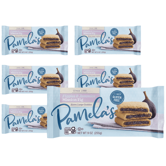 Pamela’s Gluten-Free Figgies & Jammies, Mission Fig, Extra-Large Fig Cookies, 9 oz Package (Pack of 6)