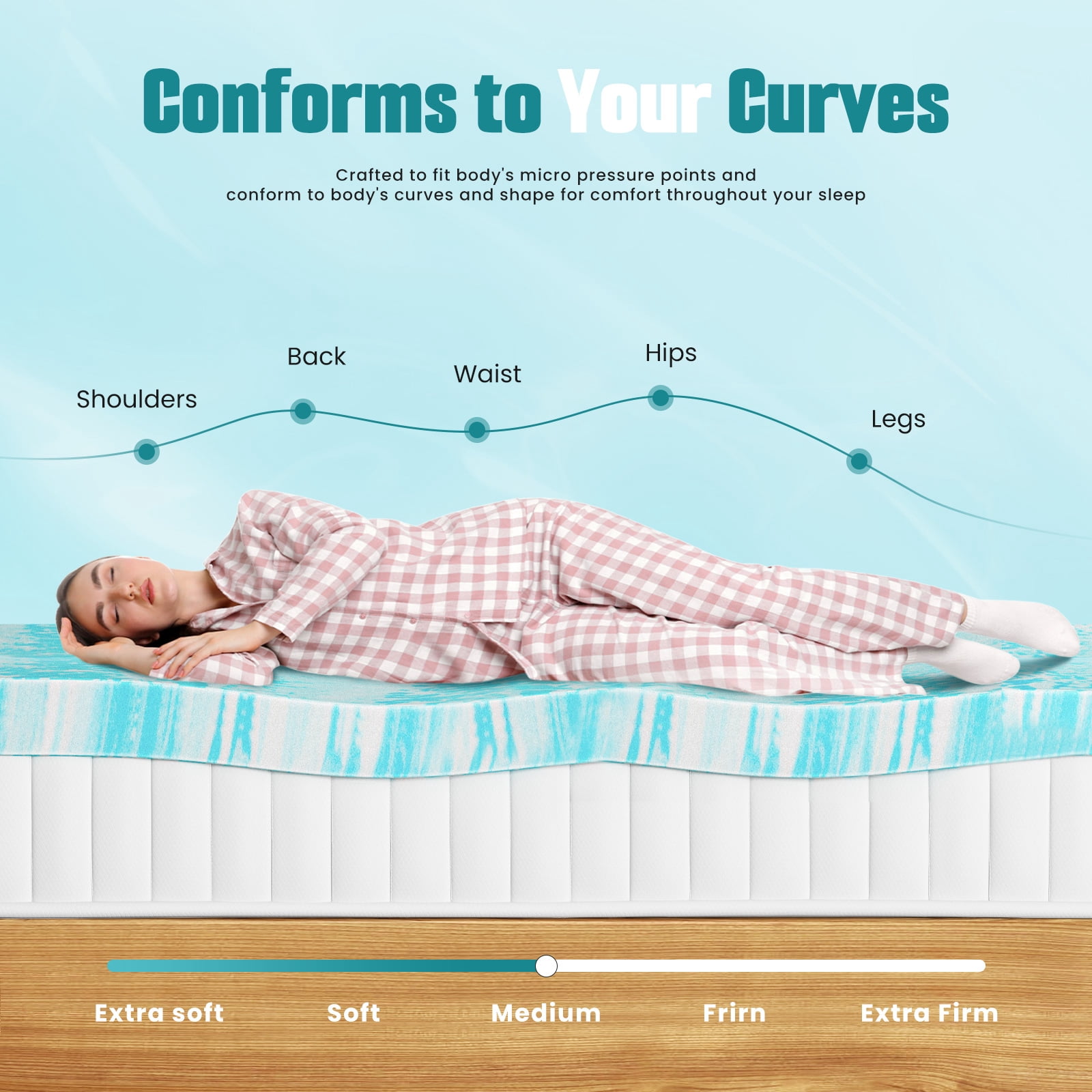 JIOABL 2-Inch Memory Foam Mattress Topper with Cooling Gel, CertiPUR-US Certified, Pressure Relief & Breathable Comfort Bed Topper, Full Size