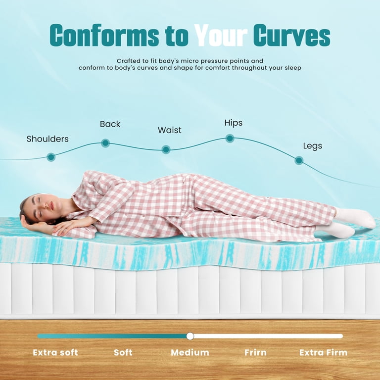 Jioabl 2 Inch Memory Foam Mattress Topper with Cooling Gel, Full photo 3