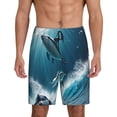 thumbnail image 1 of Fotbe Ice Blue Ocean Cute Dolphin A Pantalones Cortos de Pijama para Hombre, Ropa de Dormir, Pantalones de Pijama Cortos para Hombre-4X-Large, 1 of 6