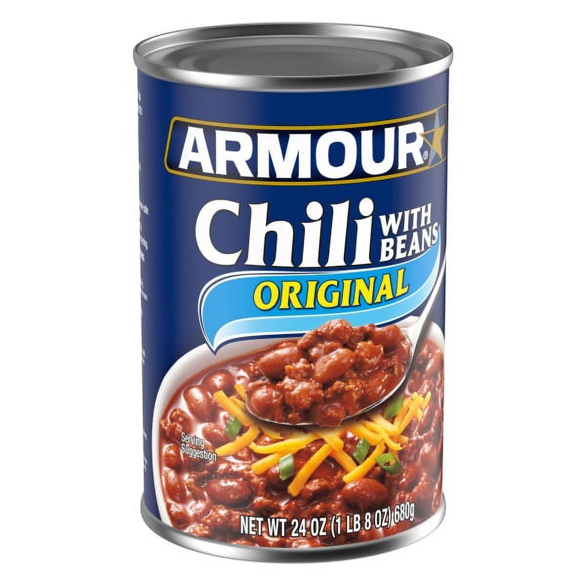 (4 pack) Armour Star Chili with Beans Canned Food, 24 oz Can