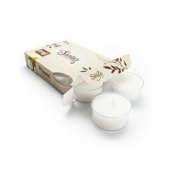 Coconut Cove Tealight Candles - 6 White Premium Scented Tea Lights - Natural Oils - Shortie's Candle Company