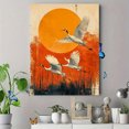 thumbnail image 4 of UXIEQU 12x16 Inch 2D Flat Yellow Flying Cranes Wall Art Japanese Sun Moon Japandi Living Room Decor, 4 of 8