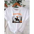 thumbnail image 1 of Halloween T-shirt - Spooky Halloween Women's Sleepy Hollow Graphic Tee - Headless Horseman & Pumpkin Print Crew Neck T-Shirt, Themed Parties & Casual Wear - Machine Washable Black & White, 1 of 6