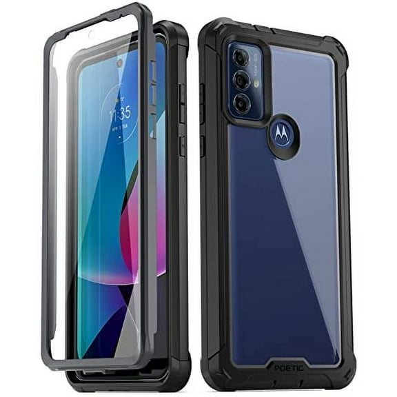 Poetic Guardian Case for Motorola Moto G Play 2023, Clear Case with Built-in Screen Protector, Black/Clear