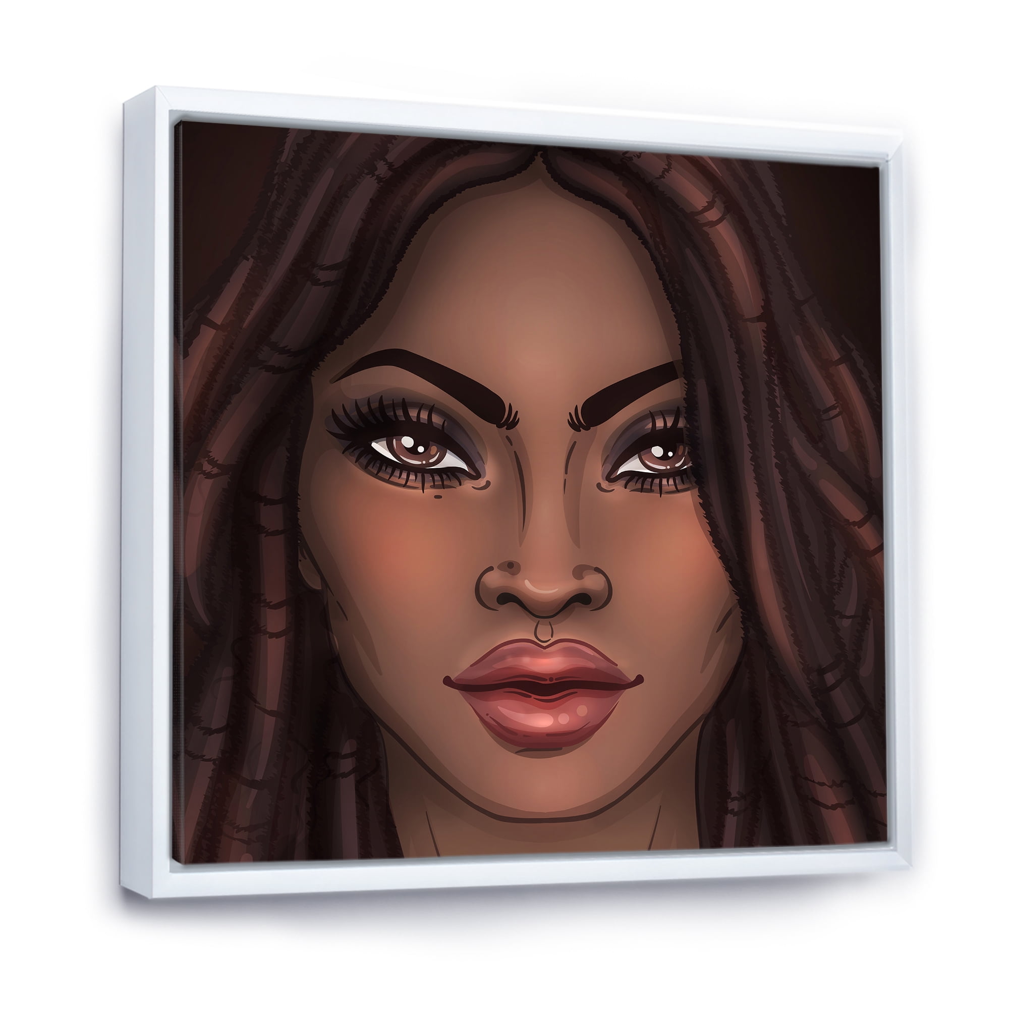 Designart 'Portrait of Afro American Woman I' Modern Framed Canvas Wall Art Print