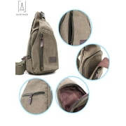 Gustave Canvas Sling Bag for Men & Women Anti-Theft Chest Shoulder Bag Vintage Casual Crossbody Backpack Messenger Bag for Travel Hiking Gray