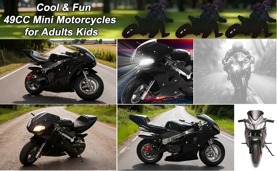 Kids Gas Motorbike - Strong Power 49cc 2-Stroke with LED Headlights & Rubber Grips, Youth-Sized Off-Road Bike for 8+ Years Old