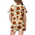 thumbnail image 4 of Leey-World Matching Halloween Pajamas Satin Pajama Sets Girls Silk Button Down Short Sleeve & Short Sleepwear 2PCS, 4 of 5