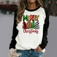 thumbnail image 2 of Odeerbi Christmas Shirts for Women 2025 Long Sleeve Tops Round Neck Color Block Merry Chriasmas Printing Blouse, 2 of 4