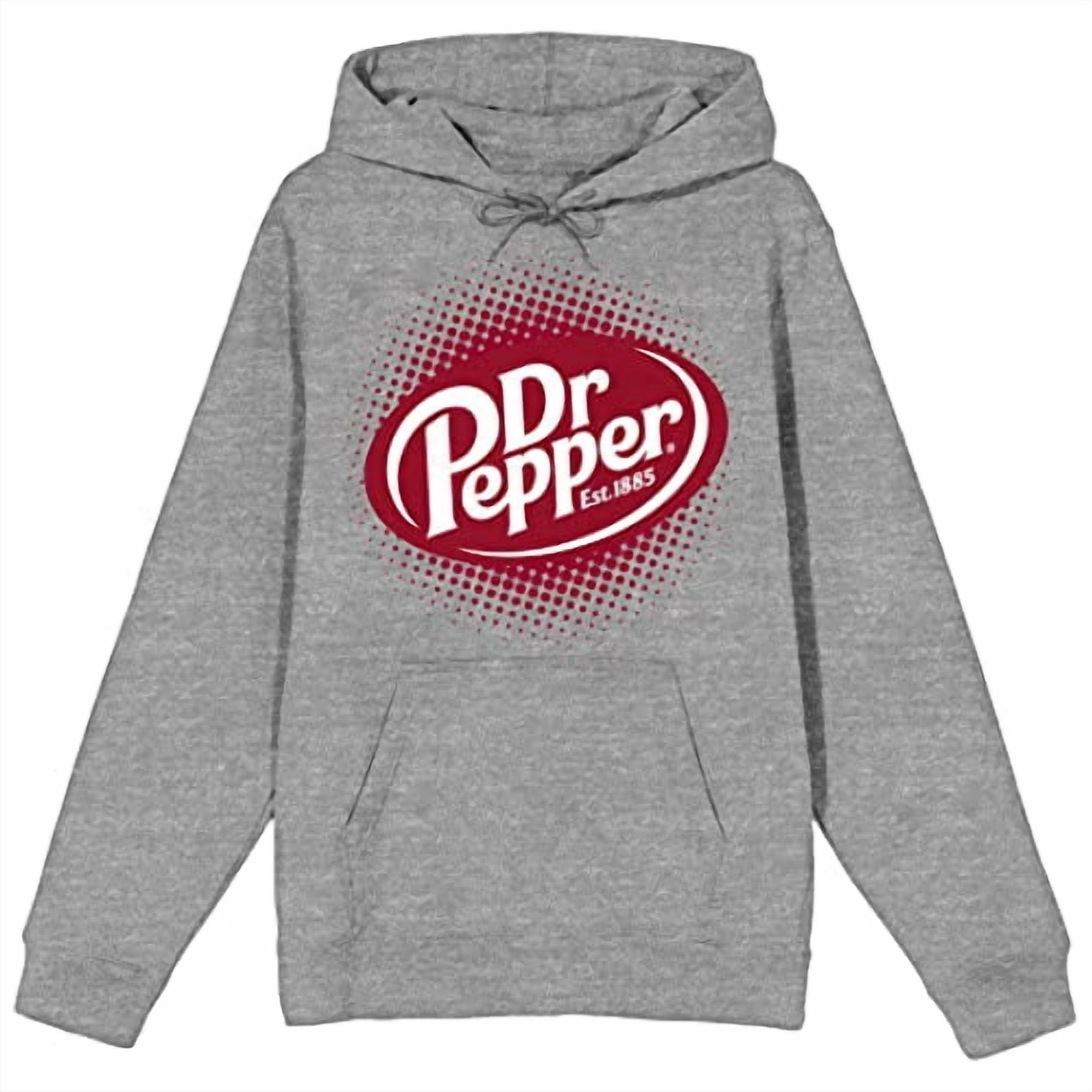 Dr Pepper Fizzy Logo Long Sleeve Gray Heather Adult Hooded Sweatshirt-Small