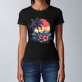 thumbnail image 2 of NAMTYQX Hawaiian Shirts for Women Casual Short Sleeve Plus Size Hawaii Tropical Patterned Lightweight Crewneck Baggy Basic Black Size 2XL, 2 of 5