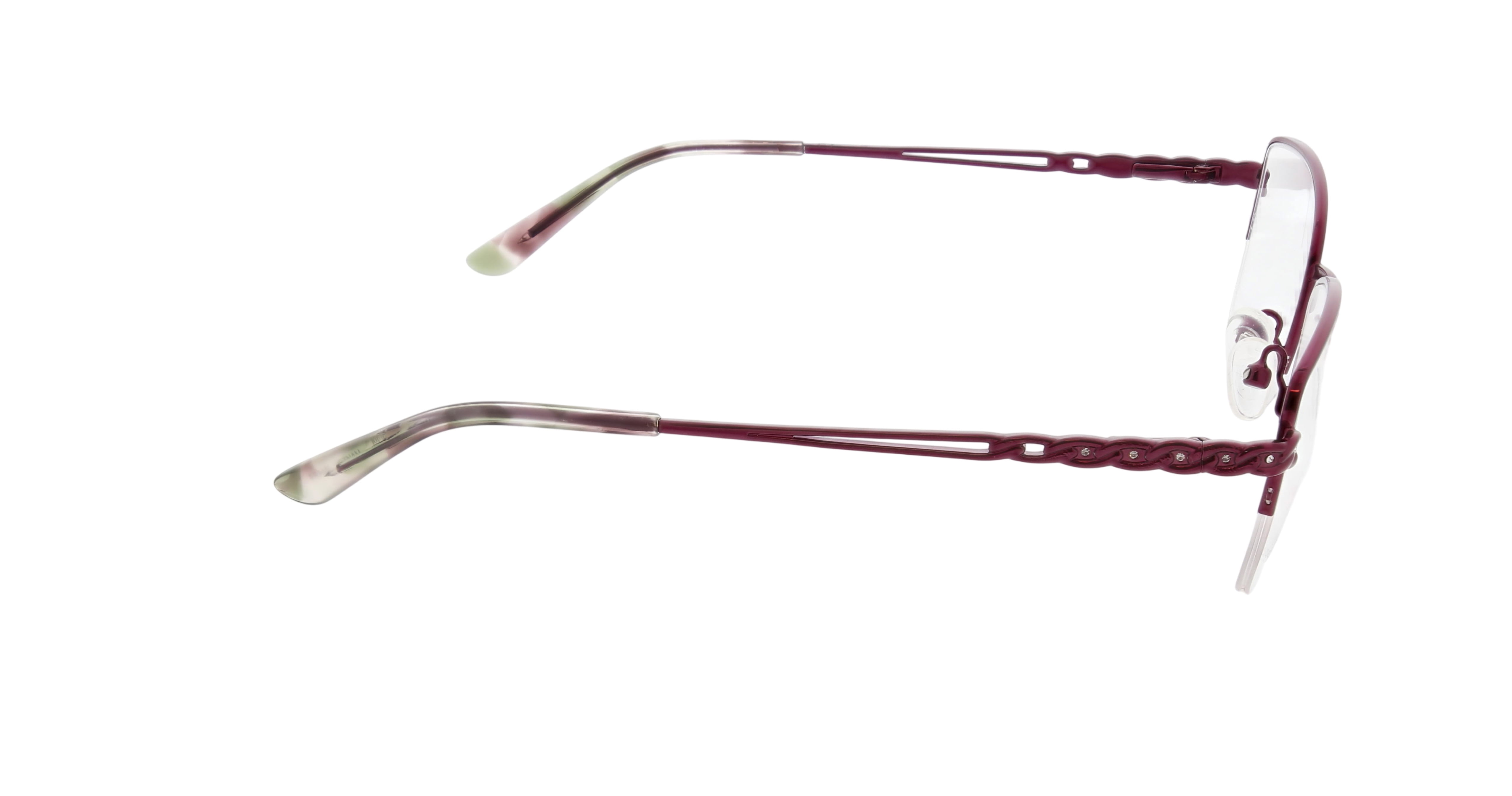 Madison Avenue Women's Shiny Plum Semi-Rimless Rectangle Eyeglasses