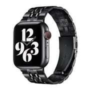 WFEAGL Metal Band Apple Watch Replacement Adjustable Wristband 38mm 40mm 41mm Black