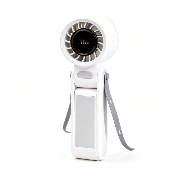 Handheld Portable Fan Summer Color-Block Foldable Lanyard Fan Stepless Speed Regulation Neck-Hanging Desktop Handheld Mini High-Speed Fan for Outdoor Activities, Travel, Beach