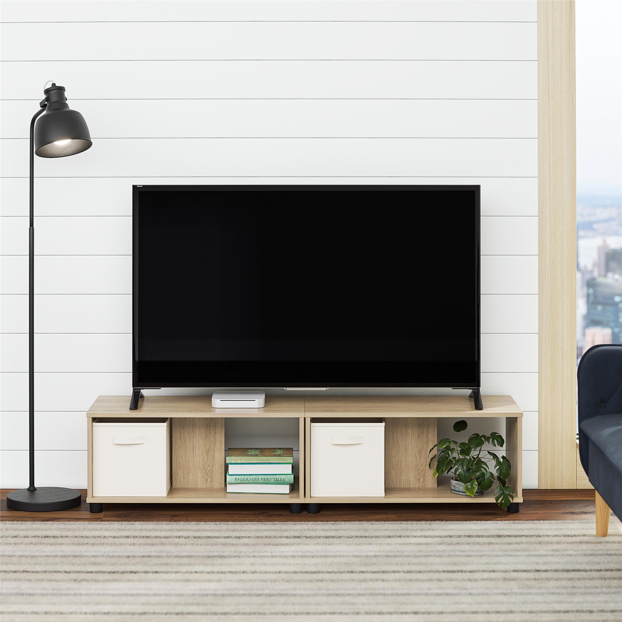 Mainstays Expandable Side by Side or Stacking TV Stand for TVs up to 70 inches, Natural