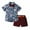 Burgundy, variant on Odeerbi Toddler Summer Outfits Boys Gentleman Formal Dress Suit Short Sleeve Lapel Shirt Shorts Suit With Belt Tie Children's Wear Burgundy
