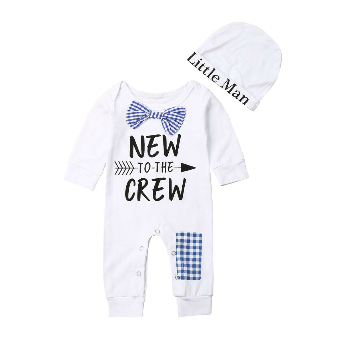 Newborn Baby Boys Cotton Romper+Little Man Hat Jumpsuit Clothes Arrow