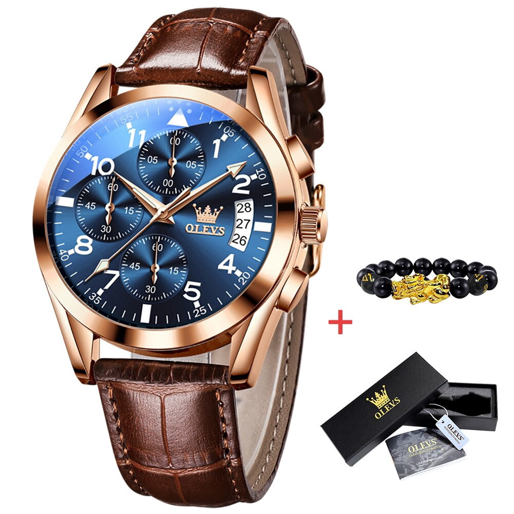 Montre Bracelet RELOCK - Cuir Marron, étanche, Quartz - Homme, Style Luxe Cadeau