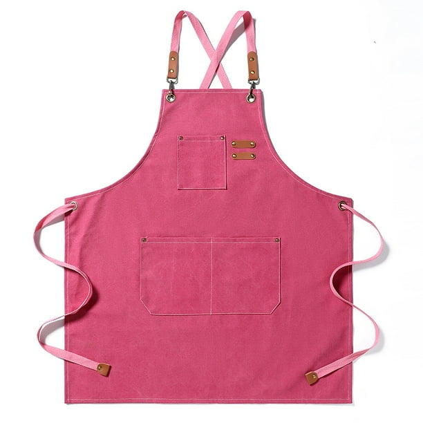Delantal de Lona Injueey rosa con bolsillos para cocina y restaurante