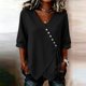 thumbnail image 1 of Neewe Womens 3/4 Sleeve Button Shirts Cotton Linen 3/4 Sleeve Tops V Neck Casual Loose Fit Blouses, 1 of 6