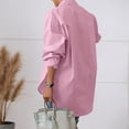 thumbnail image 4 of YANGXINX Womens Dress Shirts Long Sleeve Button Down Elegant Free Collared Work Office Solid Blouses Dressy Casual Relaxed Fit Tops, 4 of 7
