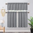 thumbnail image 4 of Coolmee Backout Windows Valances for Kitchen Bedroom Boho Gingham Linen Rod Pocket Window Valance Curtains Dark Grey 26" x 24" 2 Panel, 4 of 7