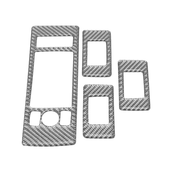 Unique Bargains Window Lift Switch Panel Trim Cover for Land Rover Range Rover Vogue 13-17 Front Rear Car Door Window Control Button Sticker Carbon Fiber Silver Tone