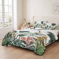 thumbnail image 2 of Quilts Twin Size Bedding Set, Summer Palm Tree Lightweight Quilted Comforter, Tropical Botanical Floral Coastal Soft Reversible Bedspread Coverlet with Pillow Covers for All Season, 68" x 86", 2 of 9