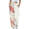 thumbnail image 1 of Besolor Pantalons de Survêtement pour Femmes Taille Haute Imprimé Cœur Bas Resserré Décontracté Ample Confortable avec Poches, 1 of 2