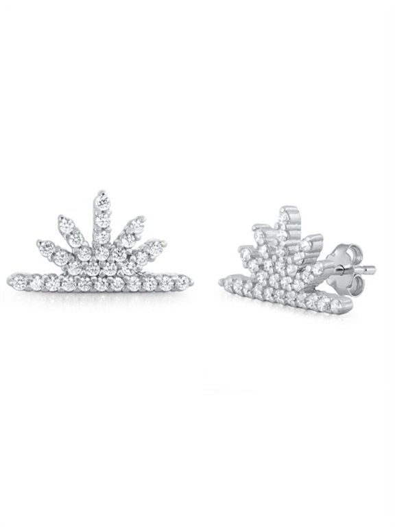 Sun Rays Earrings, Sterling Silver 925, Charm Style Jewelry