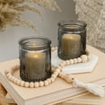 thumbnail image 3 of Kate Aspen Smoke Gray Vintage Glass Tealight Votive Candle Holders with Fleur-de-lis Design, Set of 8 - Perfect for Farmhouse Room & Shelf Decor, 3 of 8