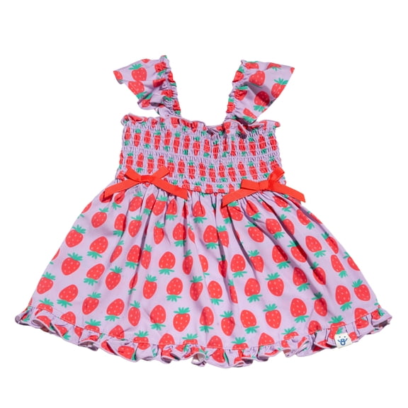 Oodles Purple Strawberry Print Ruffled Spring Dog Dress, Small