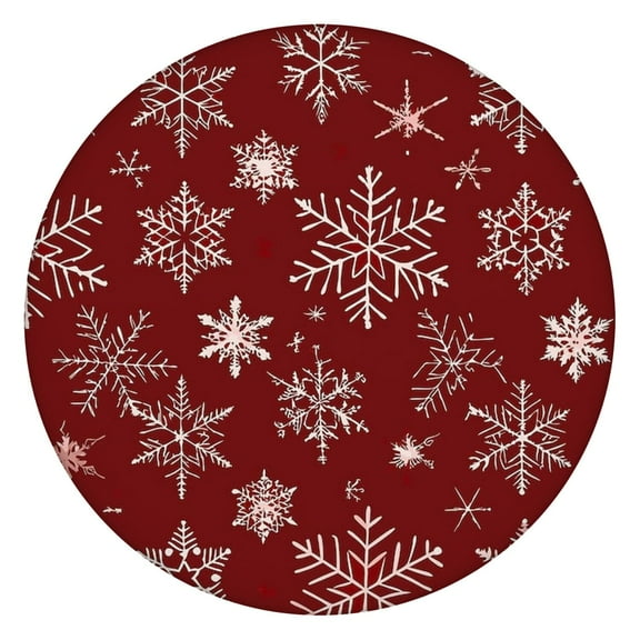 Festive Red and Green Round Tablecloth with Elastic Hem, 52 Inch Table Cover for Christmas Dinner and Holiday Table Setting