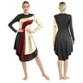 thumbnail image 3 of Women's Chapel Dance Praise Worship Dance Dresses Long Sleeve Contrasting Color Patchwork Dancewear, 3 of 7