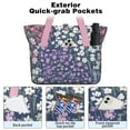 thumbnail image 2 of Tote Bag for Women - Pioneer Flower Shoulder Bag - Large Utility Work Duffle Bag with Zipper Handbag for Travel, Work, Sprots, 2 of 5