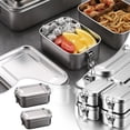 thumbnail image 7 of Stainless Steel Double Layer Lunch Box with Lockable Clips, Square Design, 7 of 7
