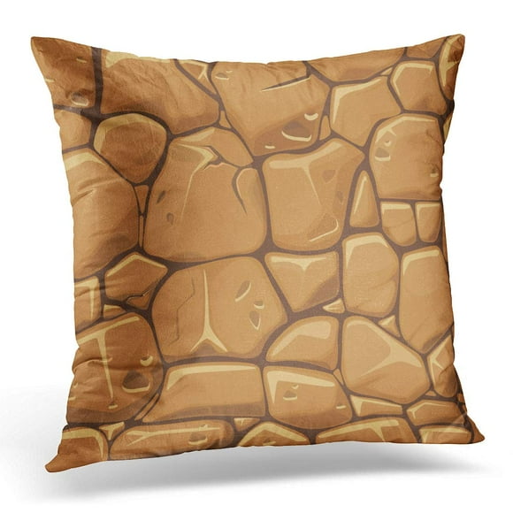 BOSDECO Green Rock Stone in Brown Colors Land Pillowcase Pillow Cover Cushion Case 18x18 inch