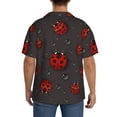 thumbnail image 3 of Kdxio Men'S Hawaiian Shirt For Men Short Sleeve Shirt Red Ladybugs On Dark Background Summer Casual Holiday Beach Button Down T-Shirts, 3 of 5
