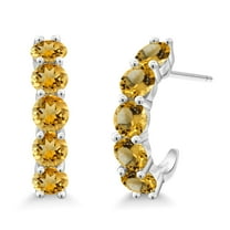 Gem Stone King 2.56 Ct Round Yellow Citrine 925 Sterling Silver Open Earrings for Women