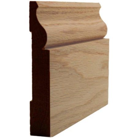 EWBB11 Colonial Baseboard 4" Tall x 11/16" Moulding. Unfinished, Red Oak, 94"