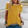 thumbnail image 2 of XIAONU Womens Ringer T Shirt Short Sleeve Crew Neck Everyday Summer Basic Top, 2 of 5