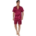 thumbnail image 1 of Conjuntos de Pijama de Satén para Hombre Lars Amadeus Ropa de Noche Manga Corta Rojo XXL, 1 of 4