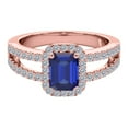 thumbnail image 2 of AoneJewelry Sapphire Gemstone Engagement Rings for Women |10K Rose gold 2.1 carat Blue Color Round Cut Prong Setting Genuine Diamond, 2 of 5