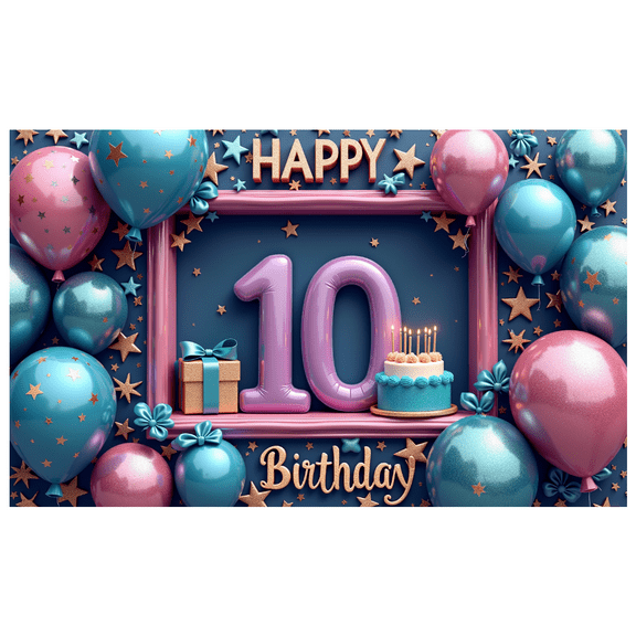 Yatrandify Colorful Design Happy Birthday Banner Decorative Elements Birthday Party Balloon Decoration Number 10 Celebration Banner for Birthday Party Kids Event Indoor Decor