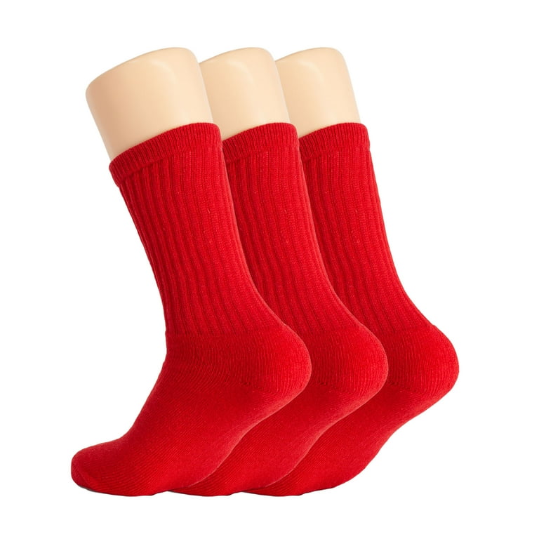 Cotton Crew Socks for Women Red 3 Pairs Size 9 11 Walmart