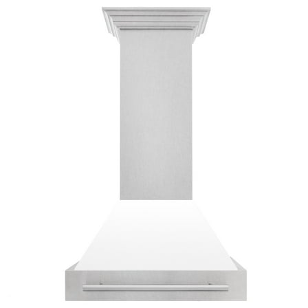 ZLINE 30 In. Wall Mount Range Hood in DuraSnow Stainless Steel with White Matte Shell and Stainless Steel Handle (8654SNX-WM-30)