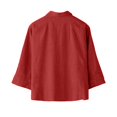 thumbnail image 7 of Endives Linen Shirts For Women Button Down Shirt Summer Solid Color Casual Half Sleeve Blouse Beach Loose Shirt Womens Tops Red, 7 of 7