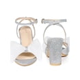 thumbnail image 5 of BLISSFUL STEP Glitter Heel Mesh Bow Block High Heel Sandal for Women Silver 10, 5 of 6
